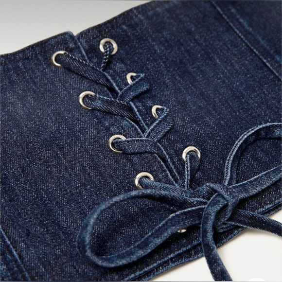Zara Denim Jean Lace-Up Corset - Size 30 - Picture 2 of 6